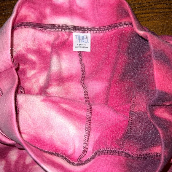 Time and Tru Purple & Pink Split Tie-Dye Wide Leg Cozy Sweatpants Size L - Picture 9 of 10